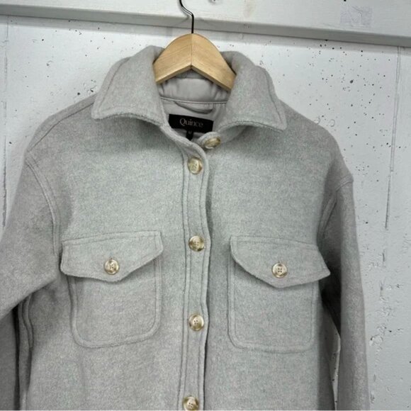 Quince Women’s size Medium Light Gray Boiled Wool Shirt Jacket READ - Picture 5 of 16